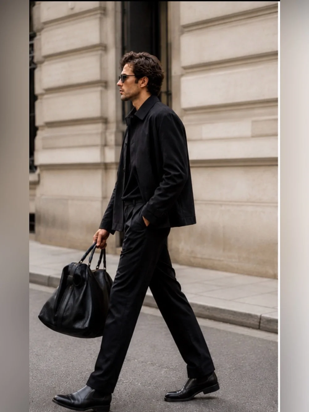 Alexander Wang Oversized Minimal Black Leather Weekender Travel Tote Bag Men